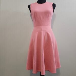 Rebecca Taylor Fit & Flare Knit Textured Size 0 Sleeveless Peach/Pink  Dress